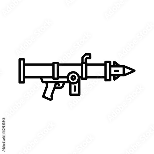 Rocket launcher weapon icon, military firearm, war and combat equipment