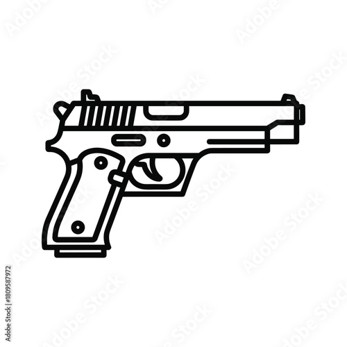 Pistol gun firearm weapon icon for security and defense concept