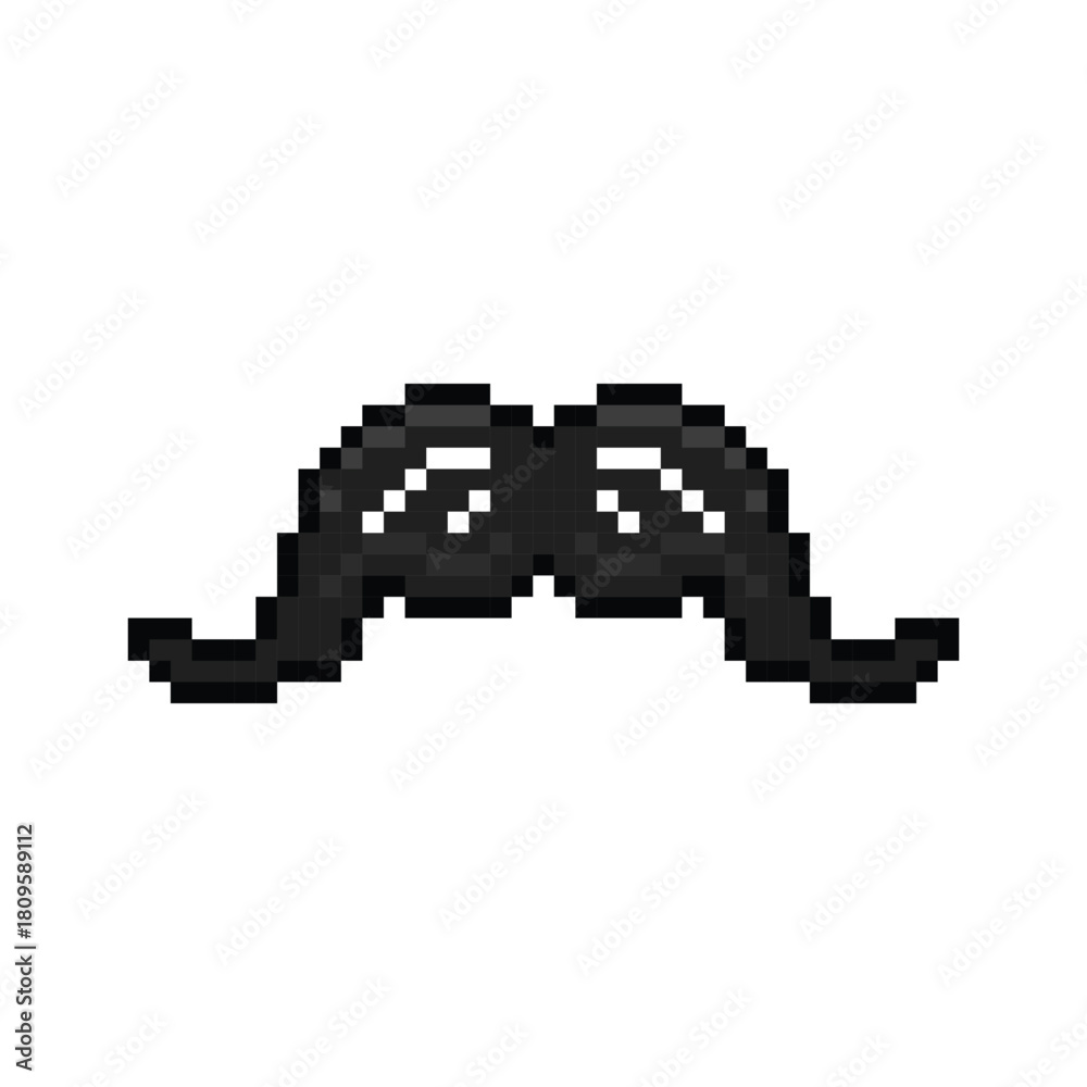 Fototapeta premium Pixel art black moustache graphic design icon