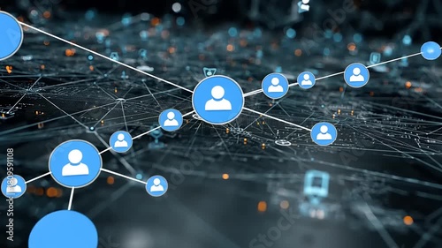 Digital network connections illustrating social interactions and data flow in a futuristic environment