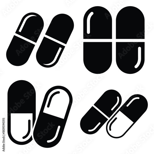 capsule duo vector icons– simple hospital and medical safety symbols