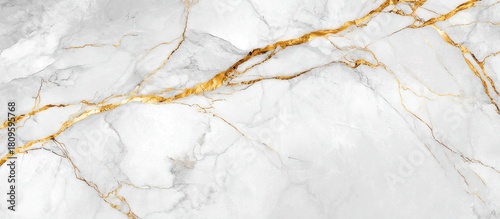 Elegant White Marble Background with Beautiful Gold Veins Texture