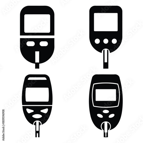 glucose meter vector icons– simple hospital and medical safety symbols