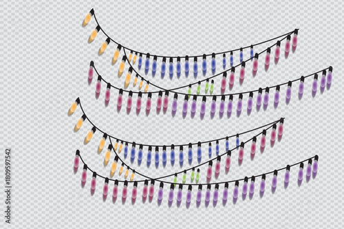 Festive hanging garlands with colorful tassels for celebrations and decorations