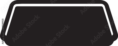 A black rectangular shape with rounded corners and a white outline on a white background view from above
