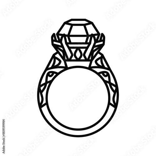 Elegant diamond engagement ring with intricate band design, perfect for jewelry concepts