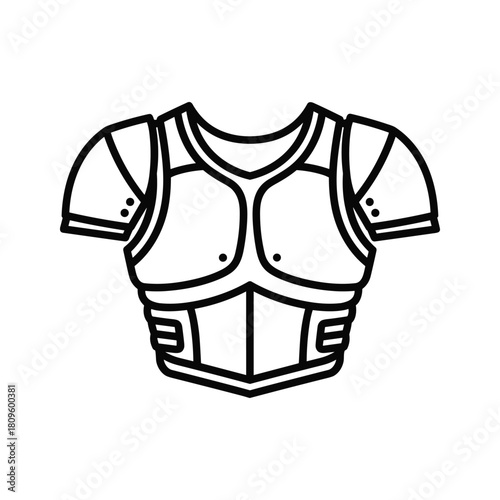 Line art illustration of a medieval knights chest plate armor, protective gear for battle or fantasy