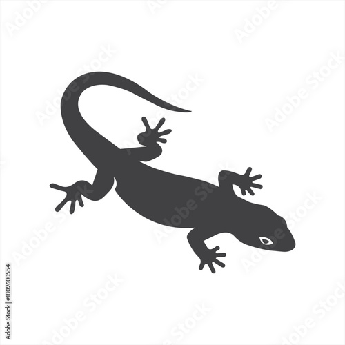 A sleek lizard silhouette creeping across a stark white canvas evoking nature s mystery and quiet beauty in a minimalist