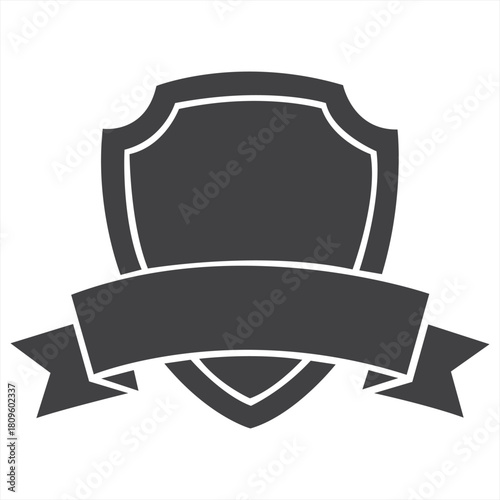 A classic shield emblem symbolizing honor and achievement adorned with a stylish banner ready for personalized text in
