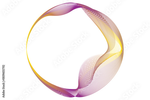 Vector abstract circles lines wavy in round frame colorful spectrum light isolated on white background with empty space for text in concept technology, digital. eps 10