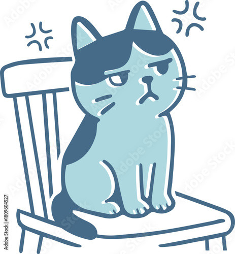 イライラしているペットのネコのイラスト
Illustration of an irritated pet cat