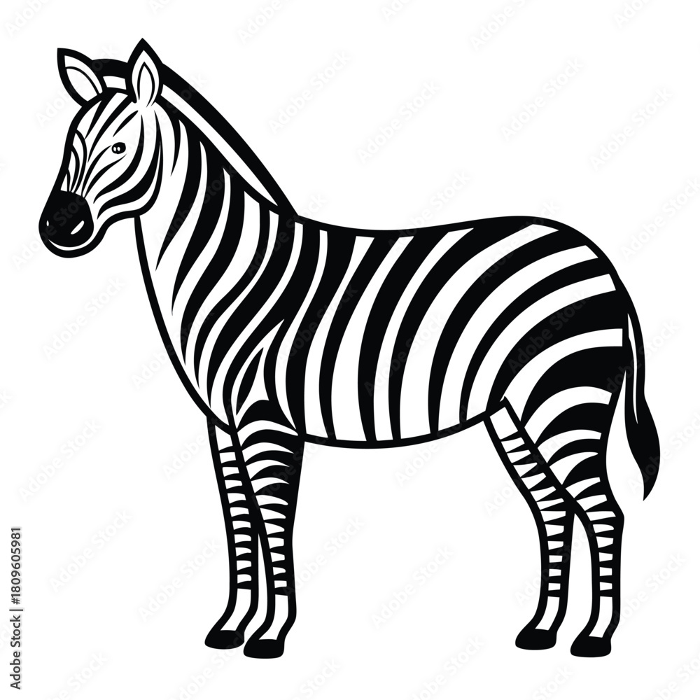 Obraz premium Striking Black and White Zebra Illustration with Bold Stripes Design