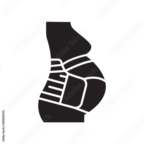 Abdominal bandage black line icon. Vector isolated element