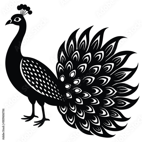 Stunning Peacock Silhouette Vector Illustration for Creative Projects