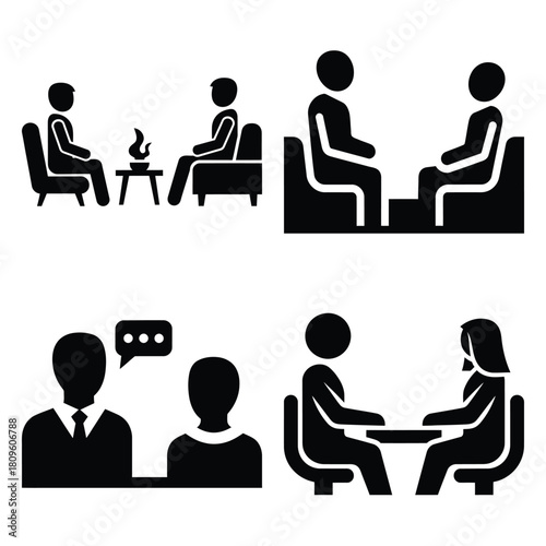 therapy session vector icons– simple hospital and medical safety symbols