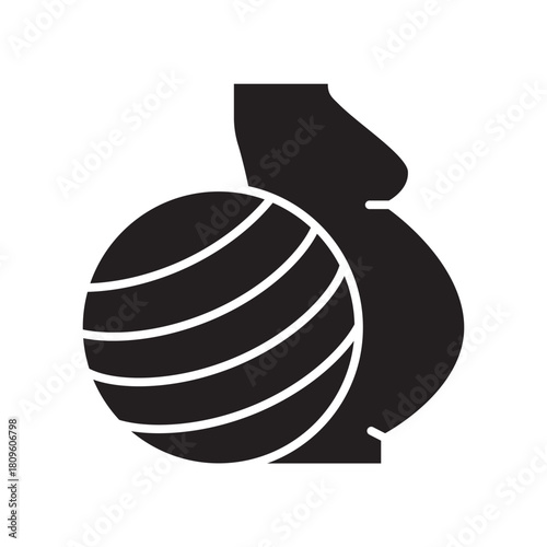 birth ball black line icon. Vector isolated element