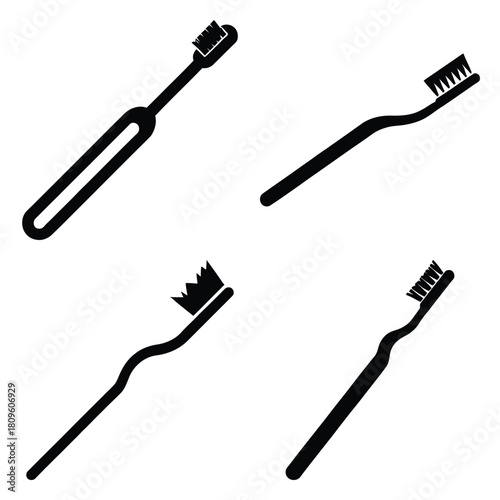 toothbrush minimal flat vector icons– simple hospital and medical safety symbols