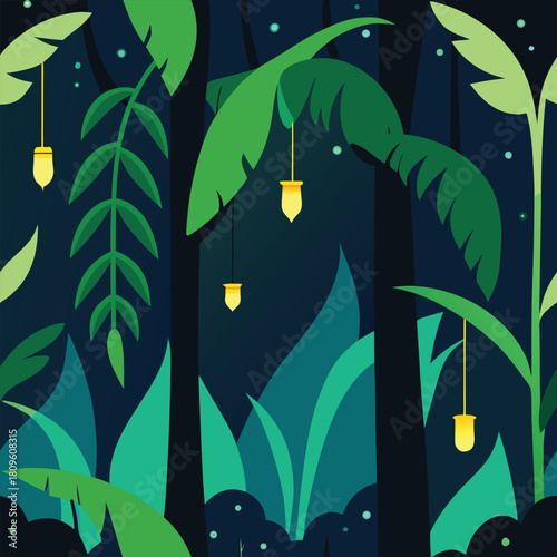 Jungle symphony pattern with organic rhythm and glow