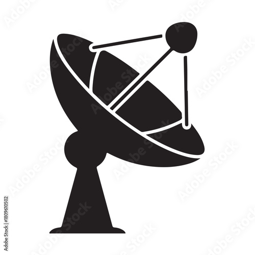 Black silhouette of a satellite dish antenna, a communication device