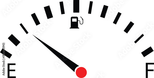 Gas and fuel gauge meter full and empty vector. Speedometer, fuel gauge vector.
