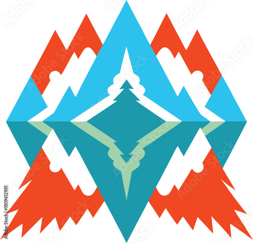 Maximalist mountain bloom pattern with radiant slopes