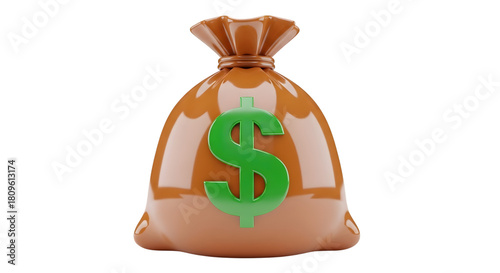 Money bag with dollar sign isolated on transparent background