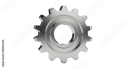 Shiny metal sprocket gear isolated on transparent background