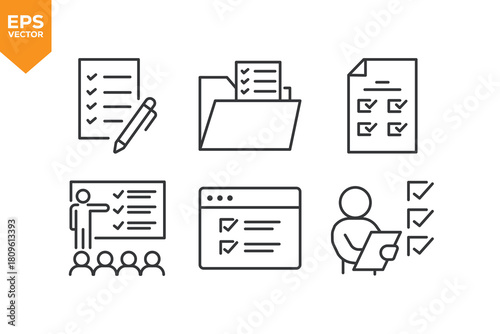 Set of line icons To Do List. Outline icons collection stock illustration stock illustration