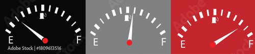 Gas and fuel gauge meter full and empty icon. Power and speed measurement concept vector illustration. Car dial petrol gasoline dashboard
