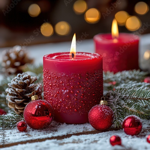 Second Sunday of Advent - Light the second red candle of the Advent wreath. Christmas or Advent background with text space.