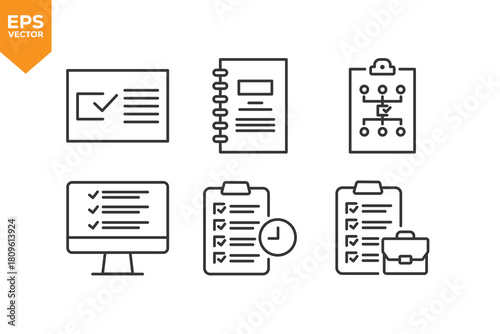 Set of line icons To Do List. Outline icons collection stock illustration stock illustration