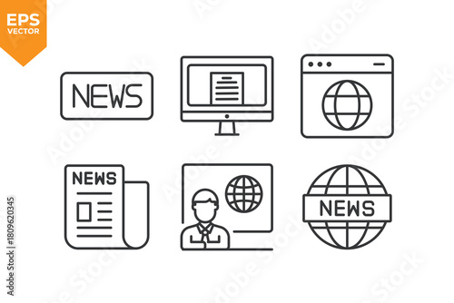Set of line icons Journalism. Outline icons collection stock illustration stock illustration