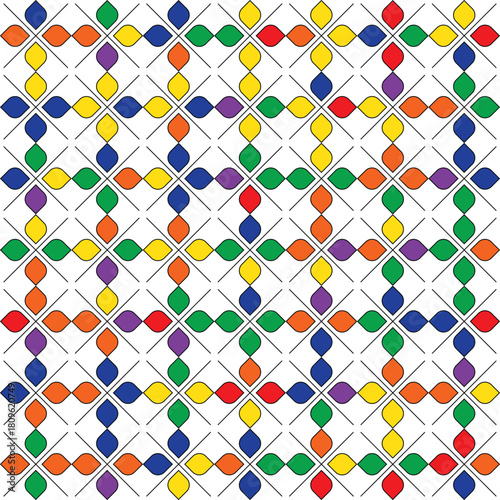 Colorful twisted diamond mosaic, vibrant geometric tile pattern icon vector illustration