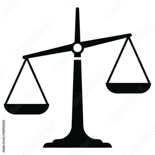 Striking scales of justice icon symbolizing fairness, equality, and legal balance in a modern, clean design, perfect for law firms and legal professionals