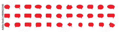 Red speech bubble collection. Set of speech bubble. Speech bubble comic. doodle speech bubbles, stickers, text boxes. 