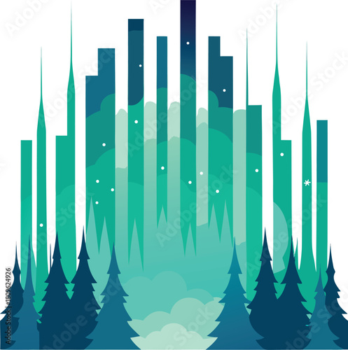 Surreal aurora grove pattern with sparkling pollen