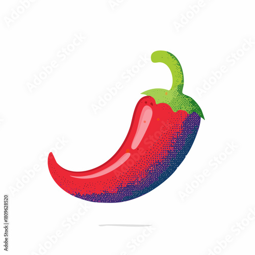 Chili with halftone stipple effect, for grunge punk y2k collage design.