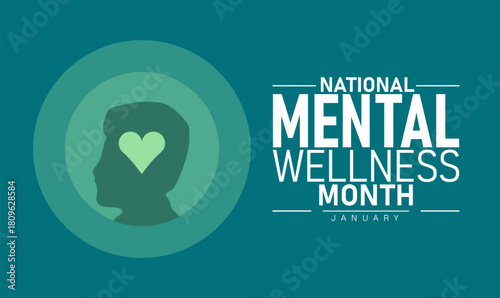National Mental Wellness Month Poster Banner and Background Design Template Featuring Mind Health Icons Calm Illustration and Self Care Concept for Stress Relief Awareness and Emotional Wellbeing