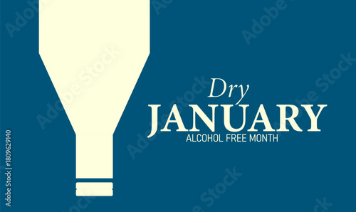 Dry January Poster Banner and Background Design Template with No Alcohol Symbol Glass Icon and Healthy Lifestyle Illustration for Sobriety Challenge Wellness Motivation and Addiction Awareness