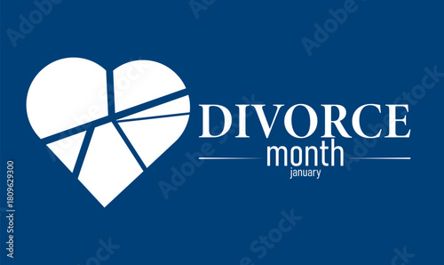 Divorce Month Poster Banner and Background Design Template Featuring Broken Heart Illustration and Support Concept for Awareness Counseling Relationship Guidance and Emotional Wellbeing