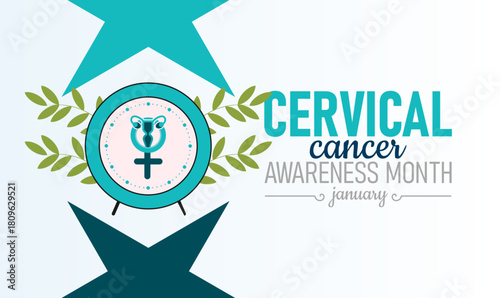 Cervical Cancer Awareness Month Poster Banner and Background Design Template Featuring Pink Ribbon, Medical Icon, and Female Health Illustration for Cancer Prevention, Screening