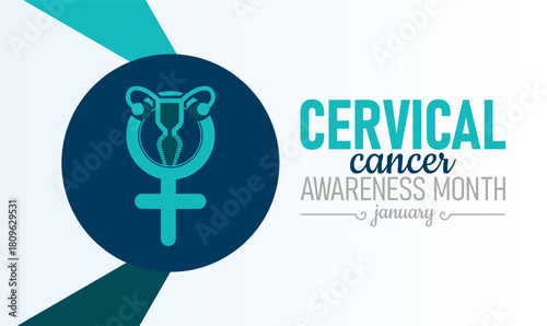 Cervical Cancer Awareness Month Poster Banner and Background Design Template Featuring Pink Ribbon, Medical Icon, and Female Health Illustration for Cancer Prevention, Screening