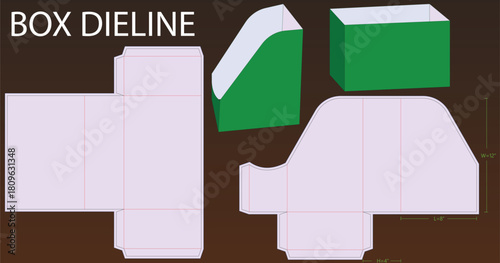 37 Document box with cover 12x8x4 inch dieline template