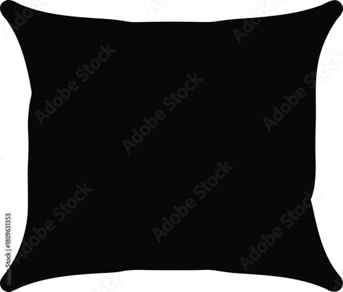 Pillow icon vector, Black pillow silhouette vector, home decor design, interior furnishing illustration