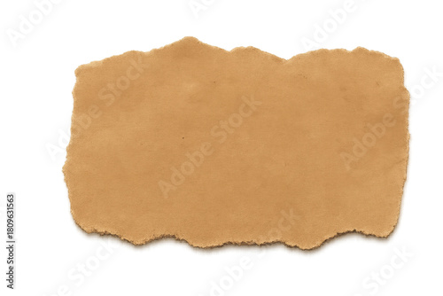 Piece of brown carton torn and crumpled paper for notes messages or design elements