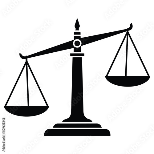 Justice scales icon for legal representation and fair balance in law, a symbol of equity and impartiality for court, lawyer, and judiciary concepts