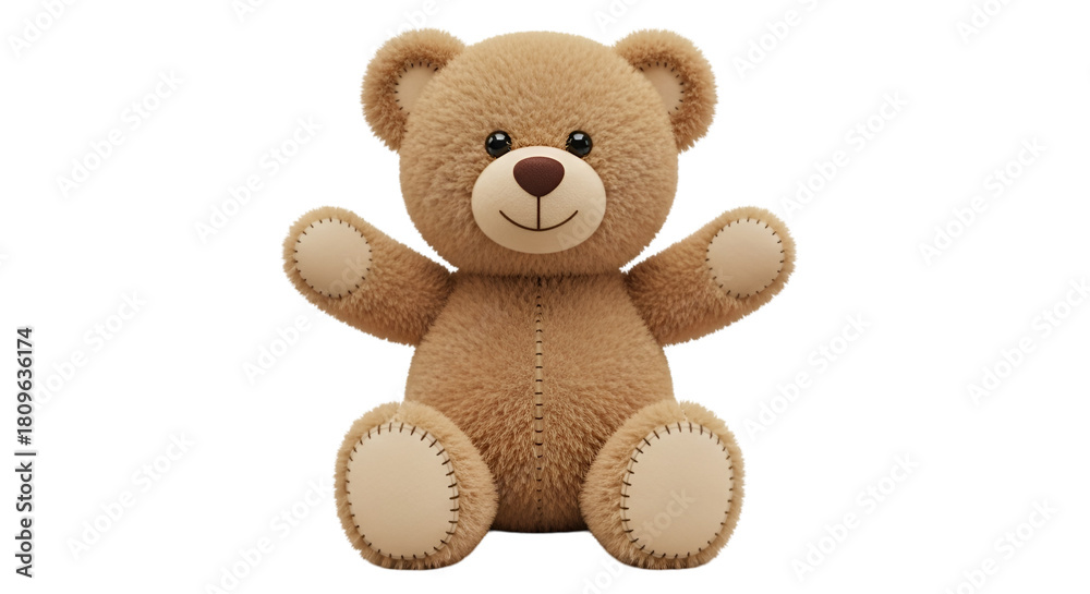 Obraz premium Fluffy Brown Teddy Bear Toy on Black Background plush