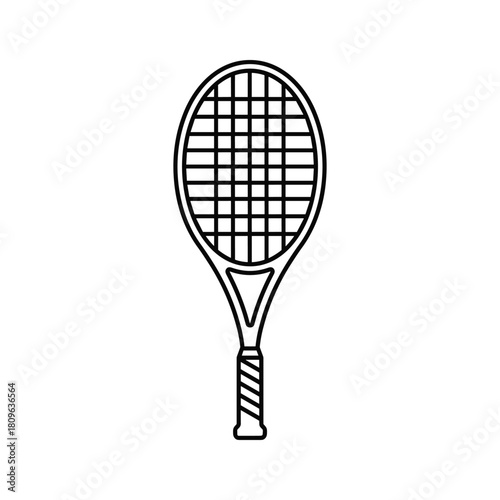 Tennis racket isolated on sport equipment for summer game and activity on court