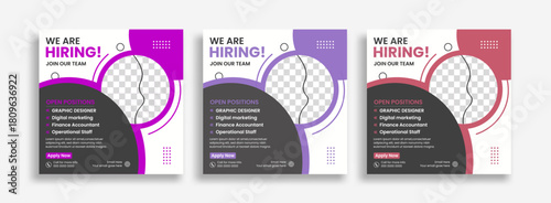 We Are Hiring Job Vacancy Social Media Post Template flyer Design