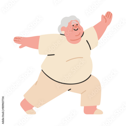 An elderly person performing yoga to maintain health and improve flexibility through specific poses.